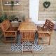 image 2 of Outdoor 6 Person Folding Rectangular Wooden Garden Patio Dining Table Chairs and 2 Benches Set