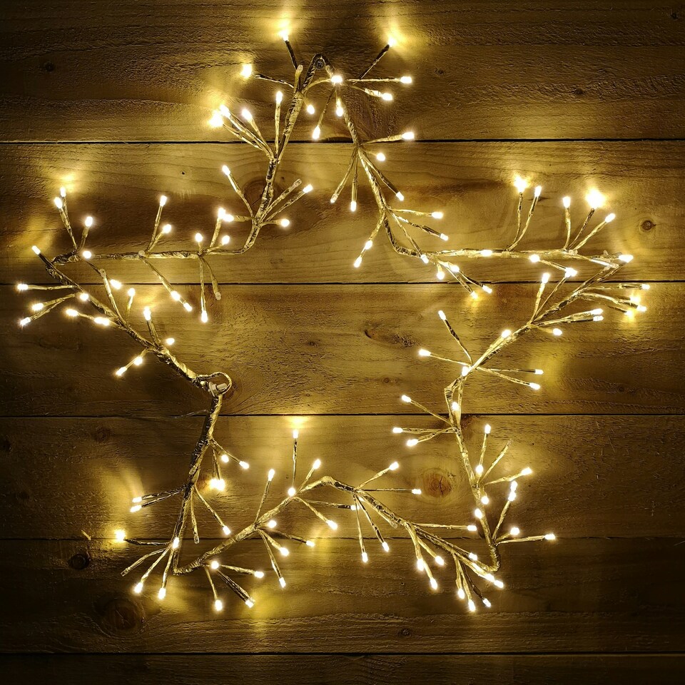 image 1 of 60cm Gold Christmas Star 150 Warm White LED Indoor/Outdoor Christmas Decorations