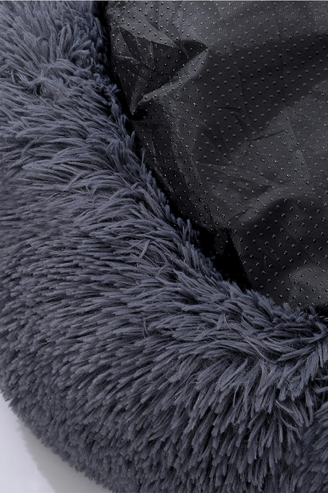 image 1 of Living and Home 70cm Round Donut Plush Dog Bed, Dark Grey | Grey | One Size