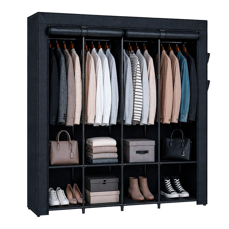 image 1 of Harbour Housewares Portable Fabric Wardrobe - 170 x 45 x 167cm