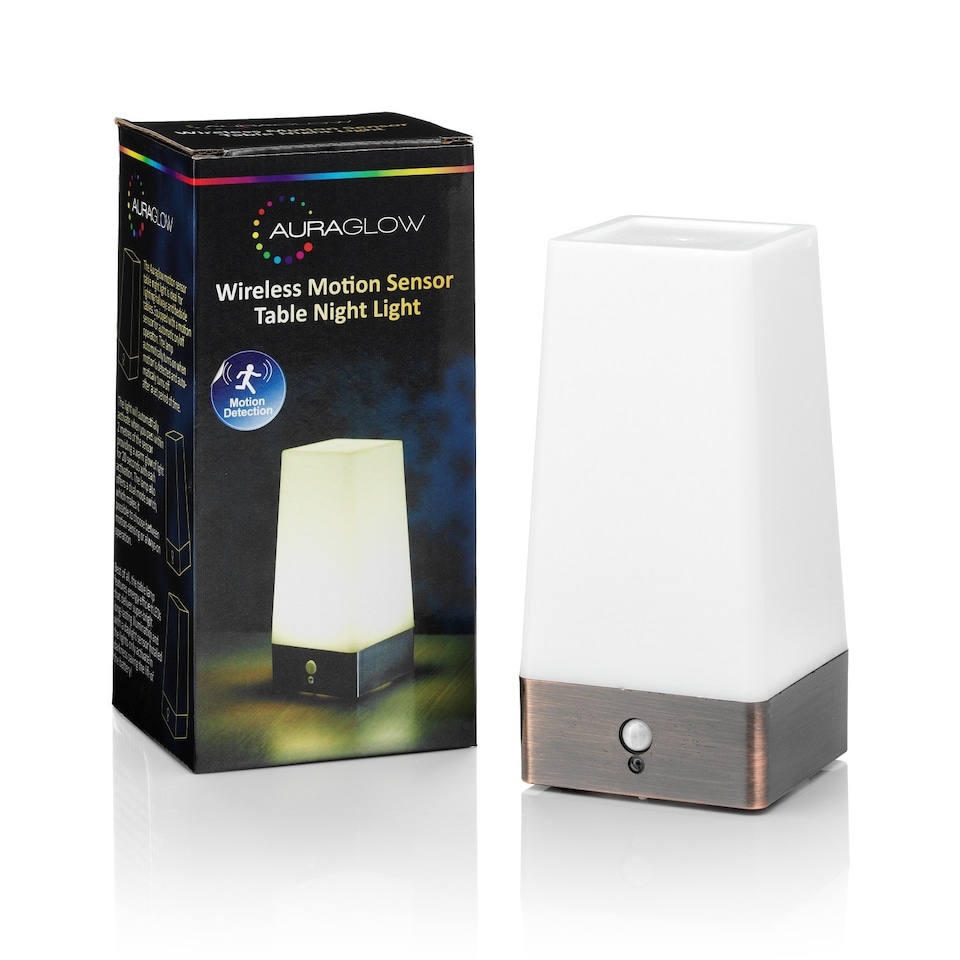 image 1 of Auraglow Wireless PIR Motion Sensor Hallway Night Light | White | Brass/Copper