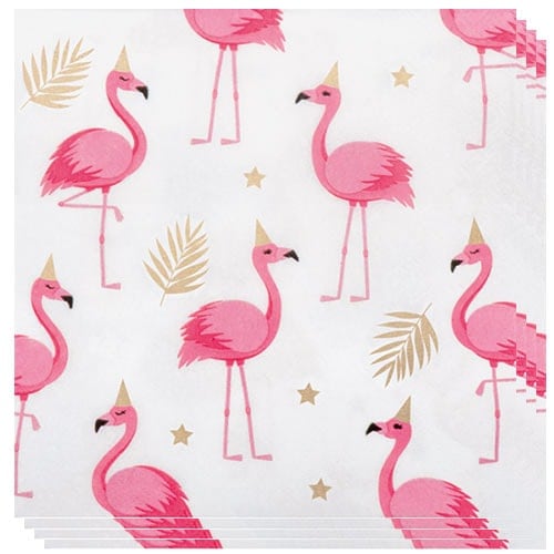 Flamingo Gold Foil Luncheon Napkins 33cm 3Ply - Pack of 20