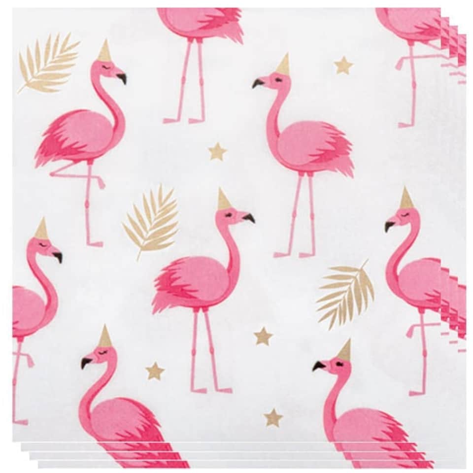 Flamingo Gold Foil Luncheon Napkins 33cm 3Ply - Pack of 20