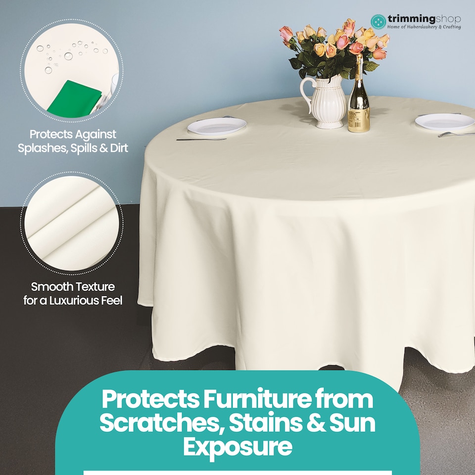 image 1 of Round Polyester Tablecloth, Premium Linen Table Cover - 108 Inch