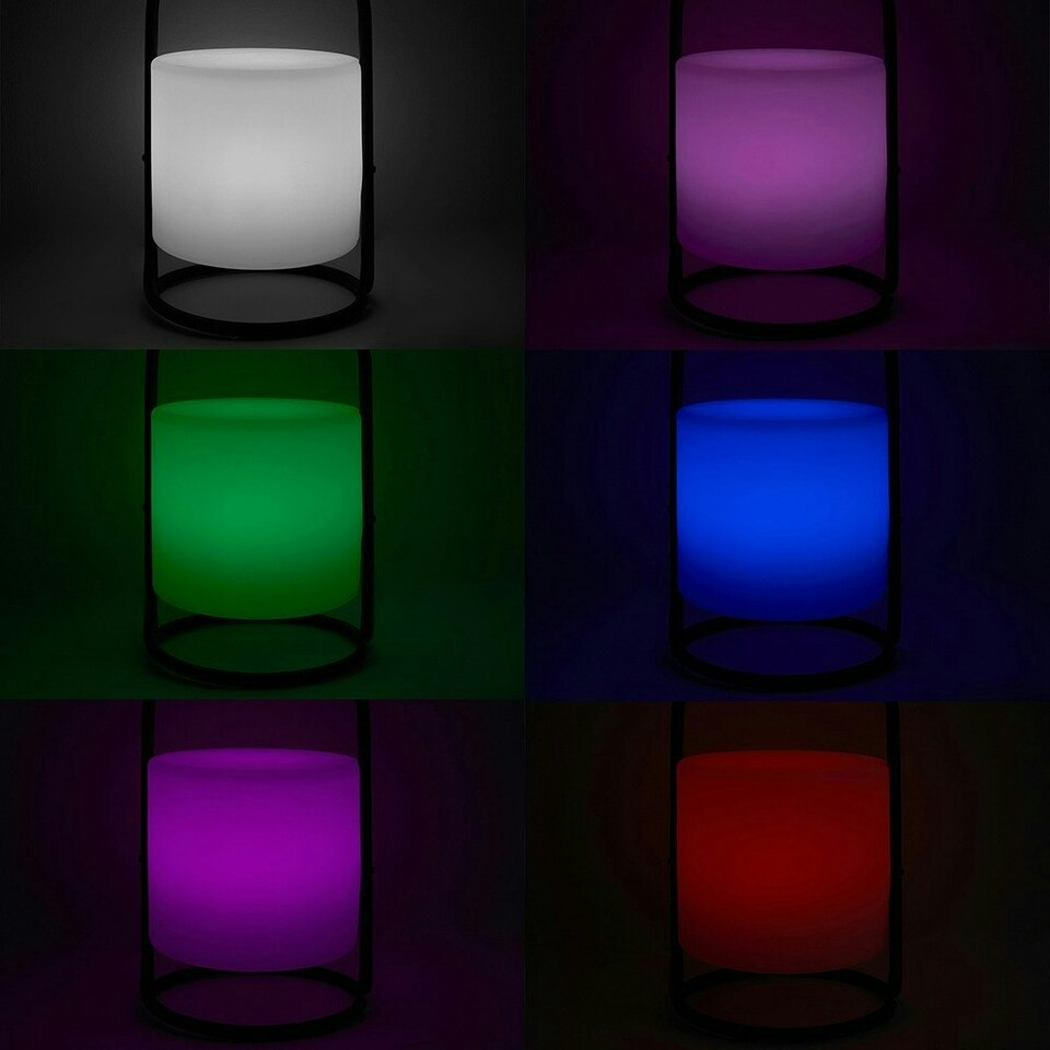 image 1 of ValueLights Corte Black Outdoor Table Lamp Dimmable With White Cylinder Shade