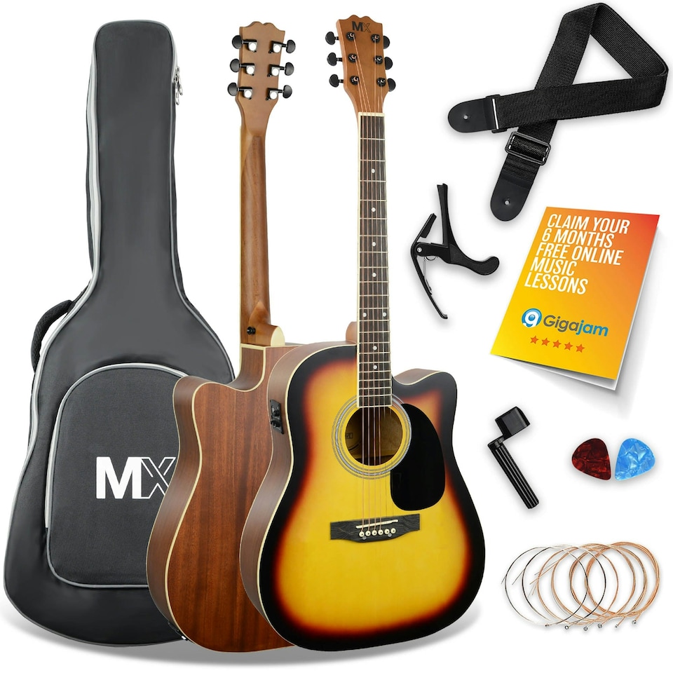 image 1 of MX by 3rd Avenue Cutaway Electro Acoustic Guitar Pack Brown