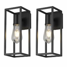 Set of 2 Hale - Black IP44 Outdoor Wall Lights | Black | 2