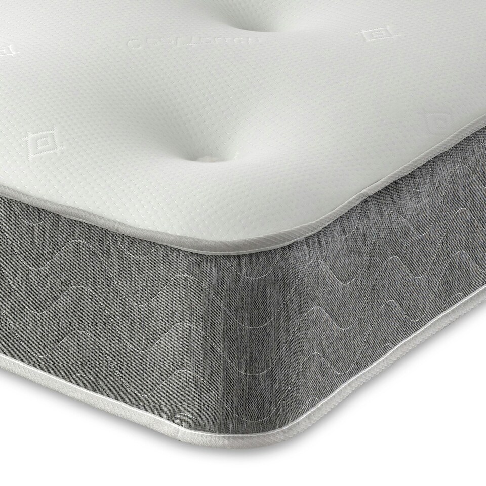 image 1 of Cooltouch Core Tufted Mattress - 9 Inch Deep, Memory Fibre and Spring Support | Grey | European Small Single