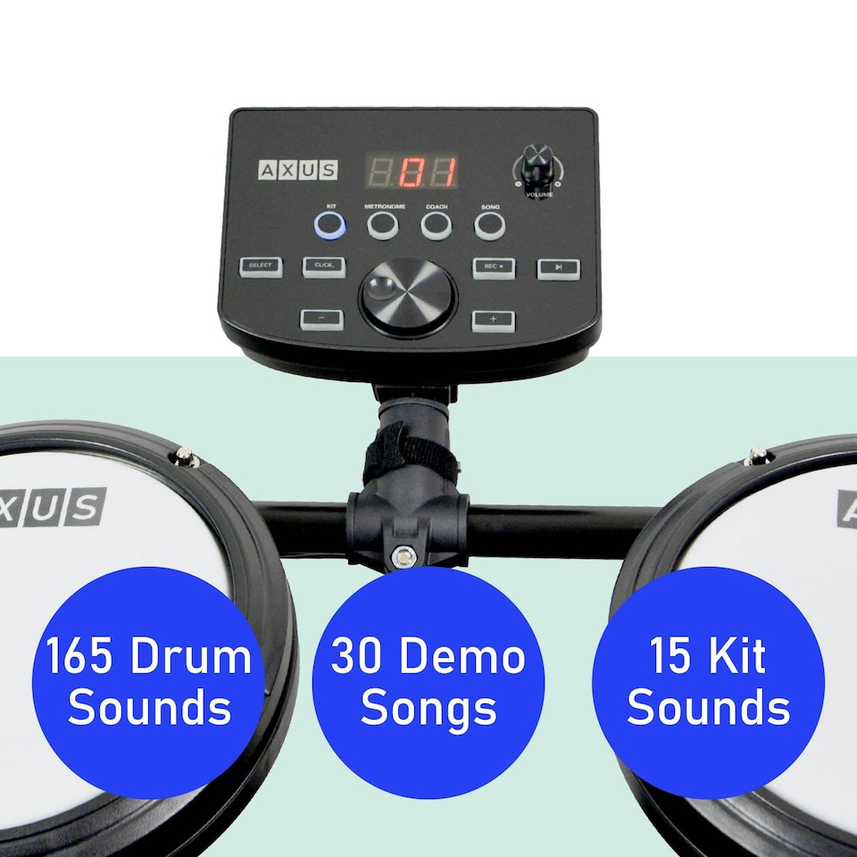 image 1 of Axus AXK4 Electronic Drum Kit with Stool, Headphones and Sticks
