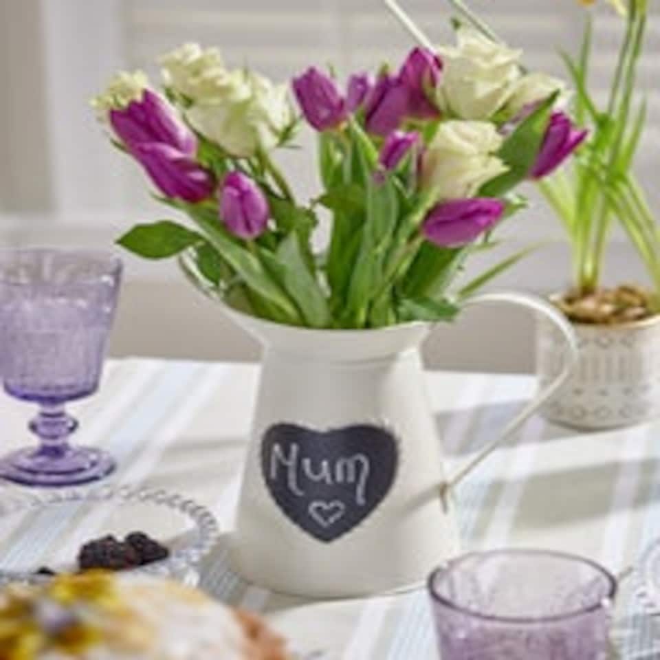 image 1 of Country Cream Jug Vase with Chalkboard Cream