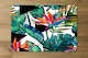 image 2 of tropical leaves and flowers with contour (Placemat & Coaster Set)