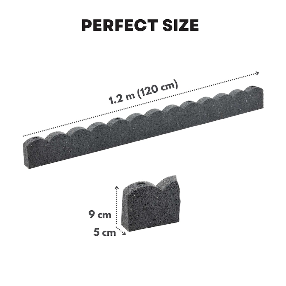 image 1 of Recycled Rubber Scallop Garden Edging Border - Grey - Pack of 12 | Grey | Grey | Pack of 12 | 1