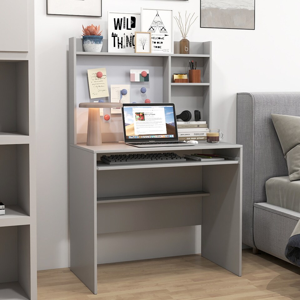image 1 of COSTWAY Computer Desk Home Office Desk Grey