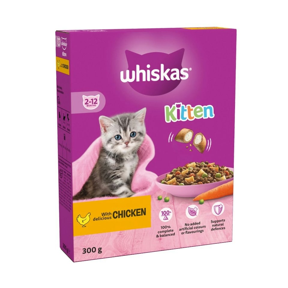 image 1 of Whiskas Kitten Chicken Dry Cat Food 300g (Pack of 6)