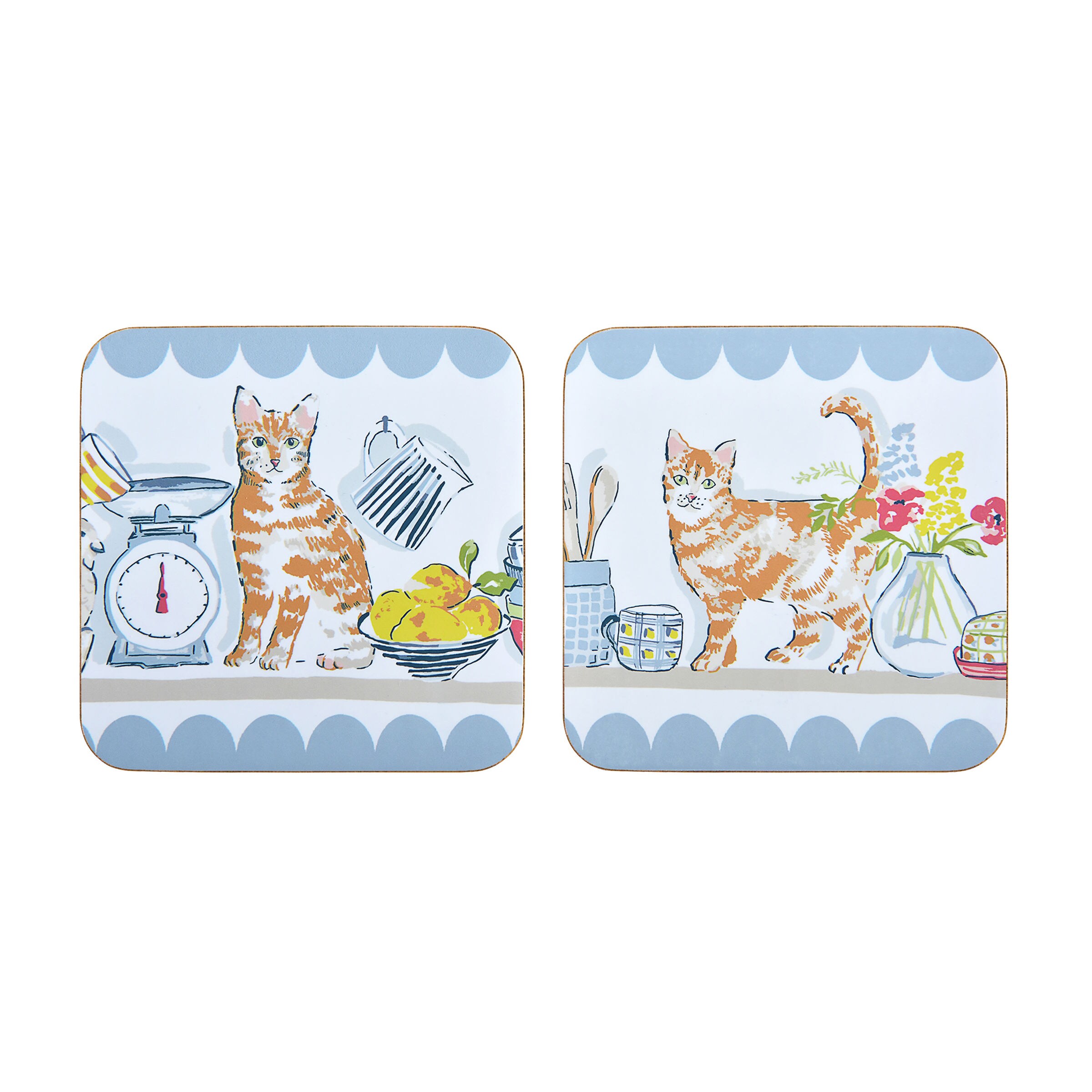Ulster Weavers 'Pantry Cats' Floral Print Printed MDF Coasters (4 Pack)