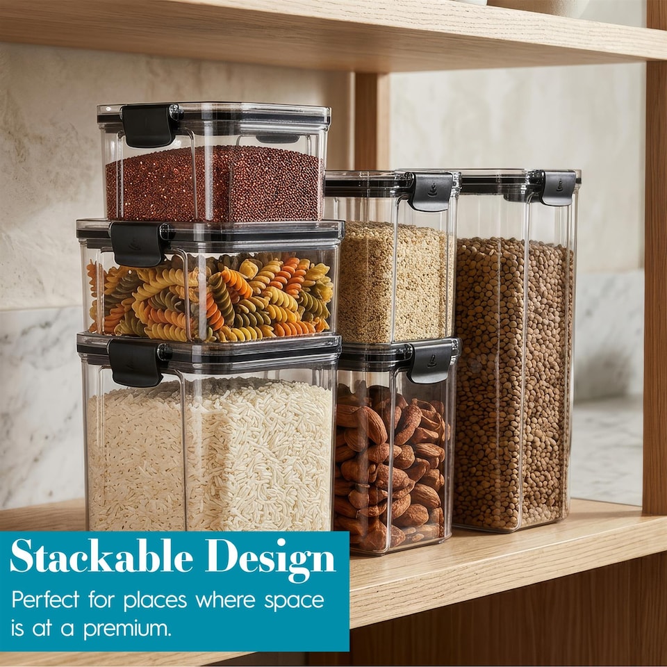 image 1 of Argon Tableware 3x Food Storage Containers - 1.3 Litre - Black Reusable Airtight Stackable Meal Prep Lunch Box with Clip-Lock Lid