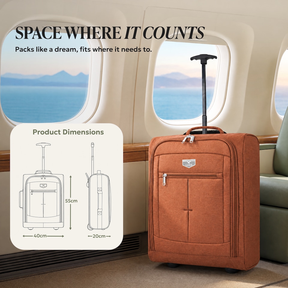 image 1 of Lugg Jupiter Soft Cabin Bag 55x40x20cm Lightweight Wheeled Trolley Ryanair Size
