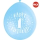 image 2 of Unique Party Latex 1st Birthday Balloons (Pack of 10) - Blue/White - One Size