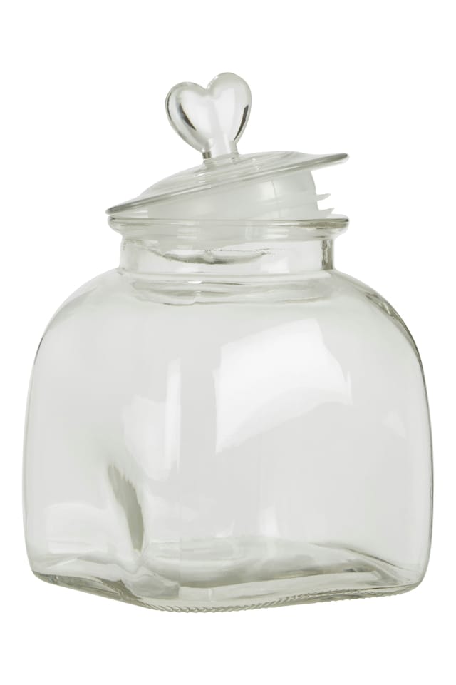 image 1 of Interiors by Premier Small Storage Jar, Glass Canister with Heart-Shaped Lid, Ideal for Storing Sweets, Spices