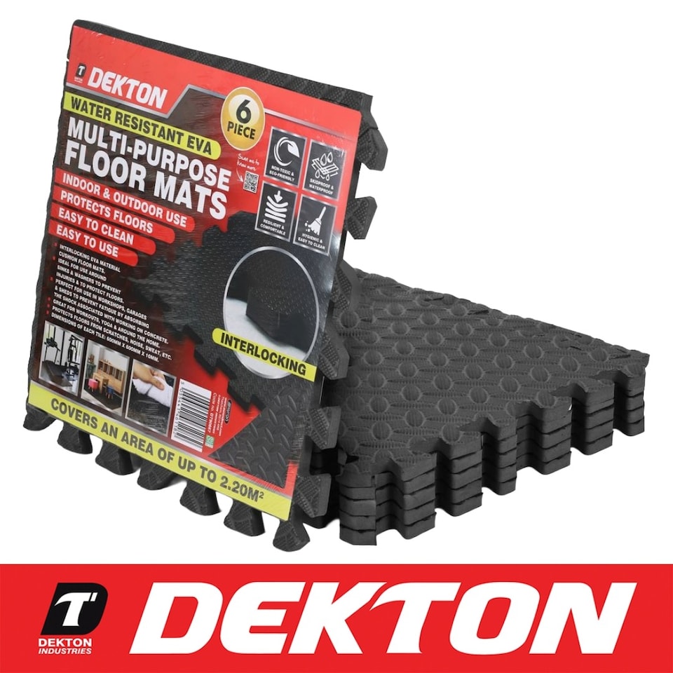 image 1 of Dekton Water Resistant EVA Floor Mats Interlocking Yoga Gym Soft 60cm x 60cm