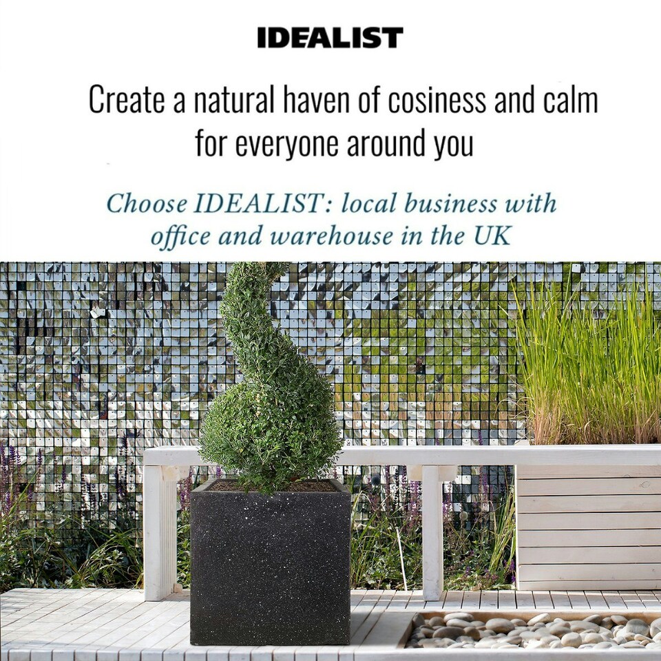 image 1 of Square Box Black Terazzo Light Concrete Garden Planter H50 L50 W50 cm, 128 ltrs Cap.
