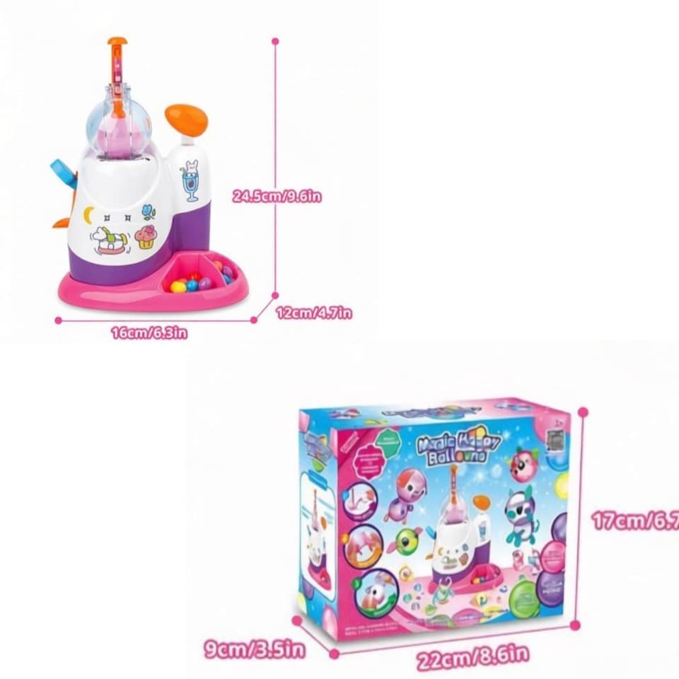 image 1 of Balloon Inflator DIY Squishy Making Kit for Kids Glow in the Dark Kawaii Squishy Toy Set with Balloons Stickers and Accessories (Pink)