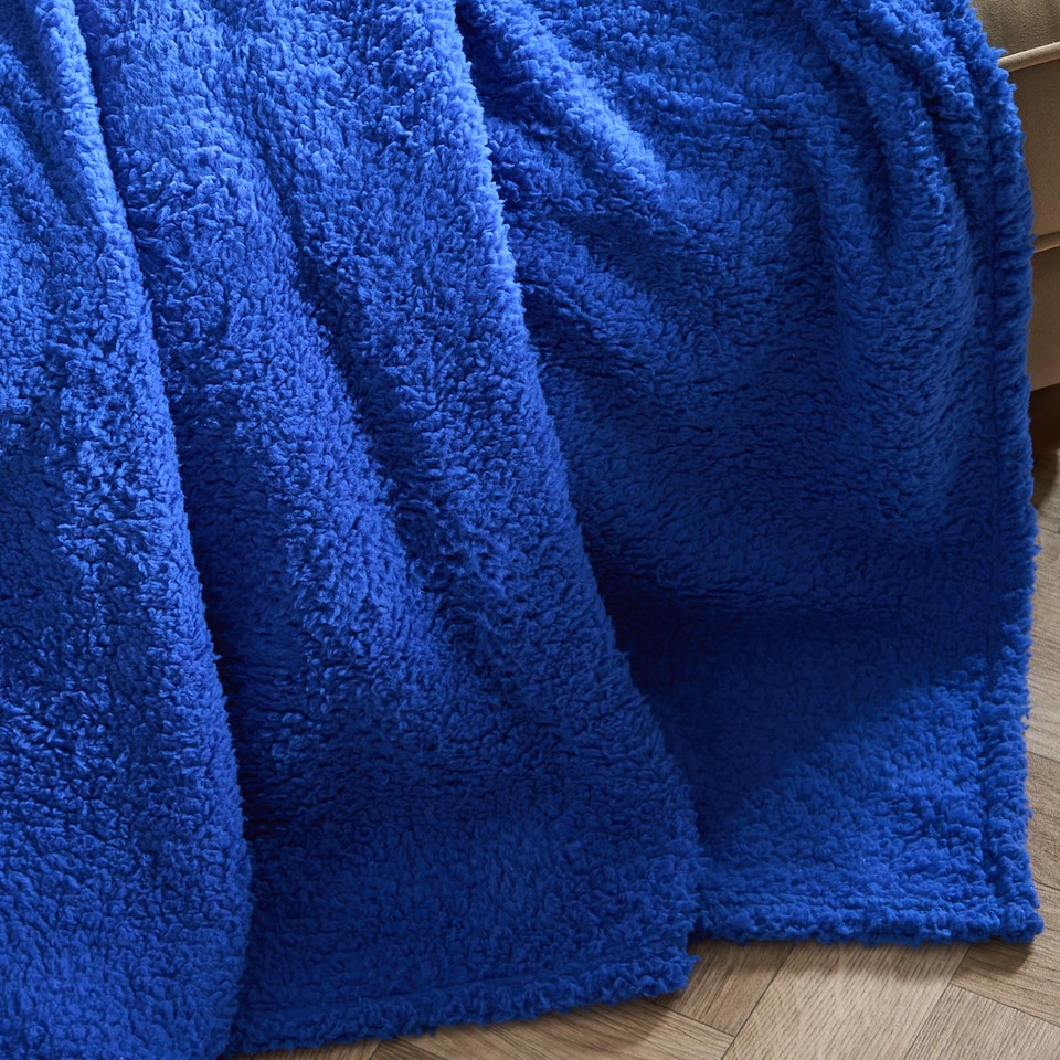 image 1 of OHS Teddy Fleece Large Throw Blanket | Blue | Cobalt - 200CMx240CM