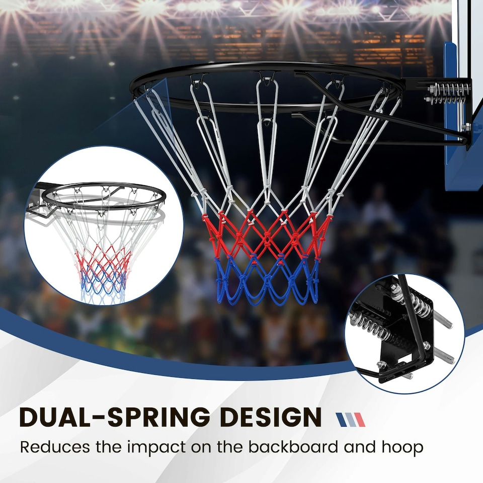 image 1 of COSTWAY Wall Mounted Basketball Rim Goal Replacement Black Black | Standard