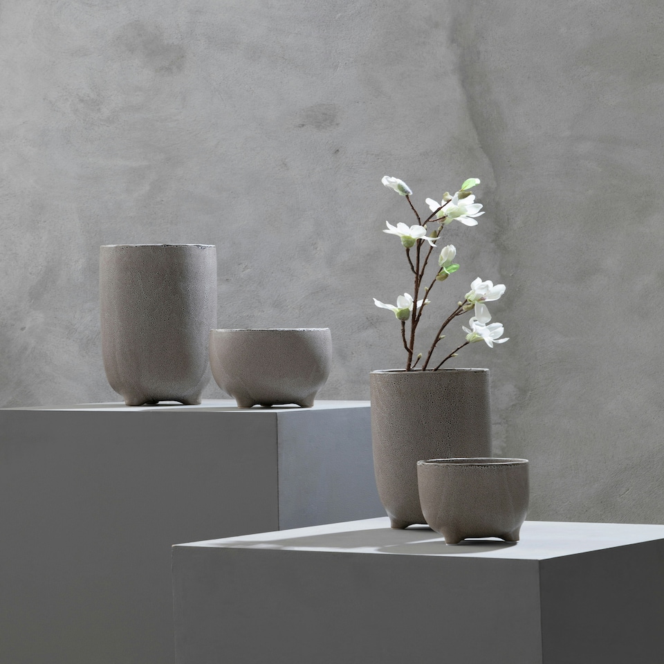 image 1 of Interiors by Premier Small Planter, Stoneware Plant Pot with Subtle Speckled Finish, Modern Indoor/Outdoor Raised Planter for Home Cream