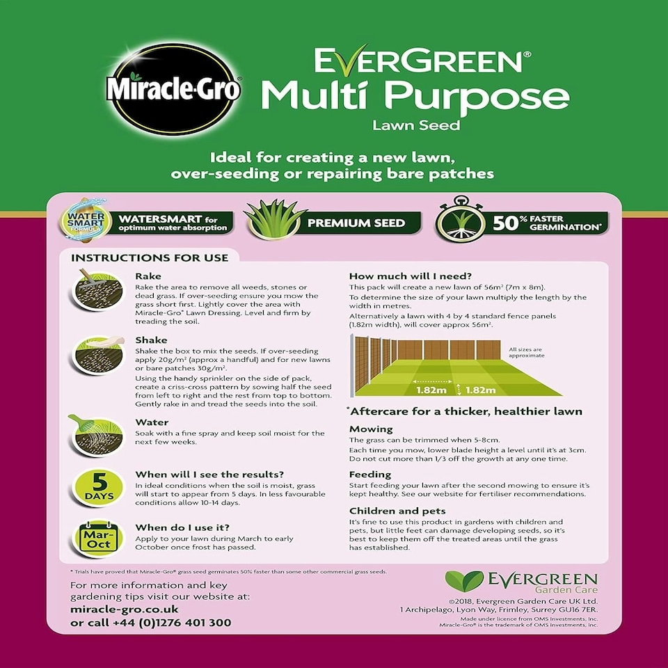 image 1 of Miracle-Gro EverGreen Lawn Seed, 1.6kg, 56m²