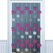 Amscan 50 Shimmer Hanging Decoration - Pink/Silver - One Size