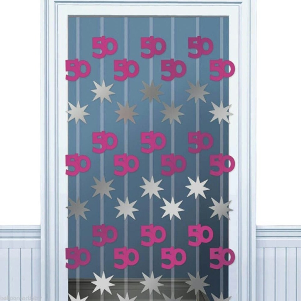 Amscan 50 Shimmer Hanging Decoration - Pink/Silver - One Size