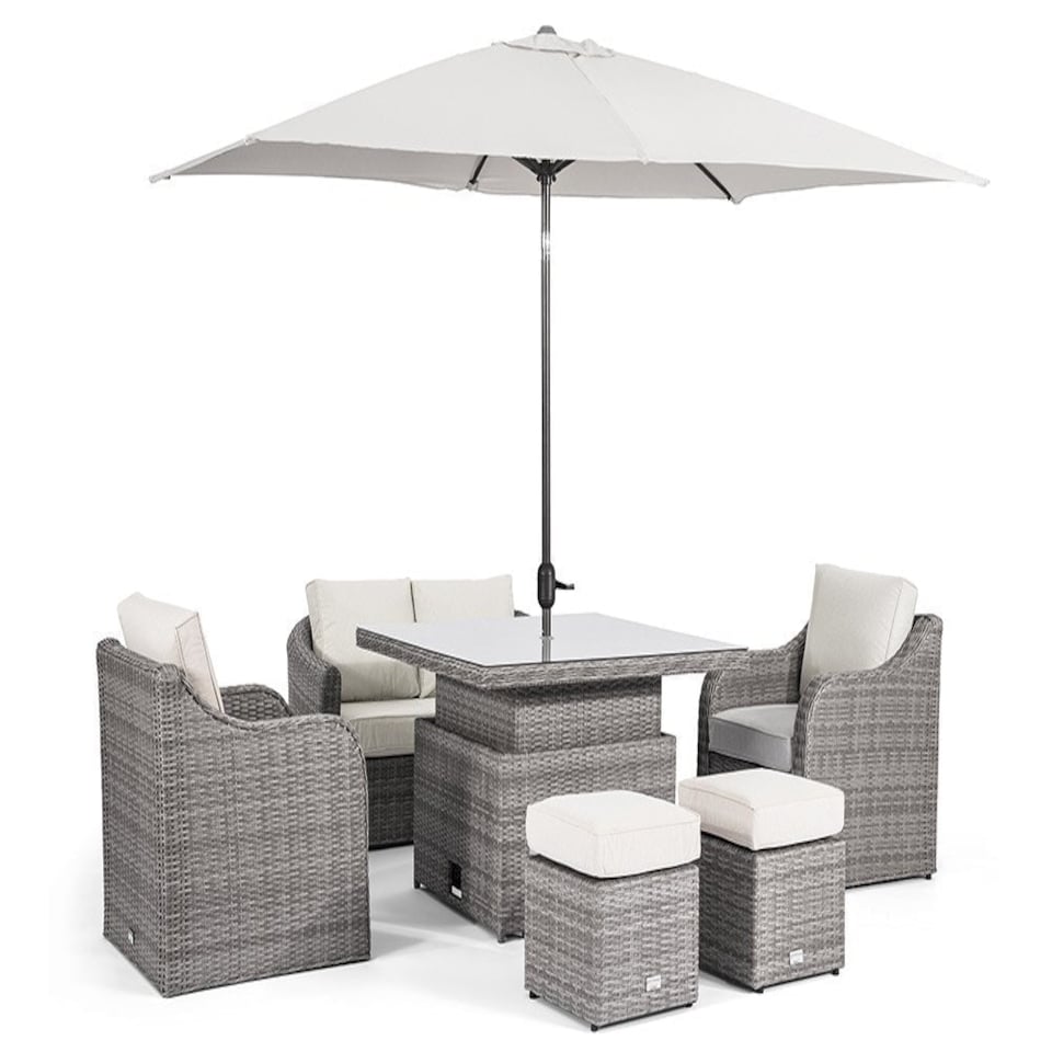 image 1 of Primrose Living Classic Rattan 6 Seater Sofa Set with Rising Table in Stone