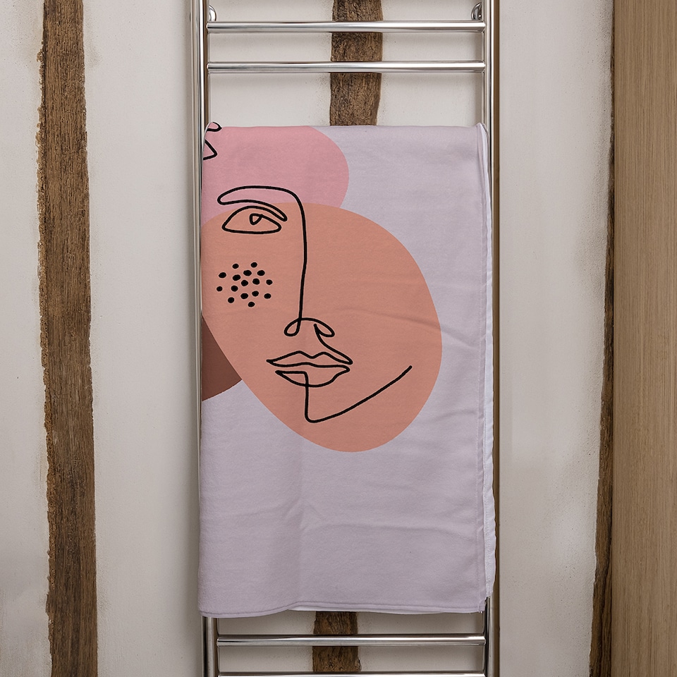 image 1 of modern contemporary minimalist woman portrait Designer Bath Towel | Multi