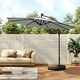 image 4 of Living and Home Outdoor 32 LED Lighted Patio Umbrella with Crank Lift System - Light Grey | Grey