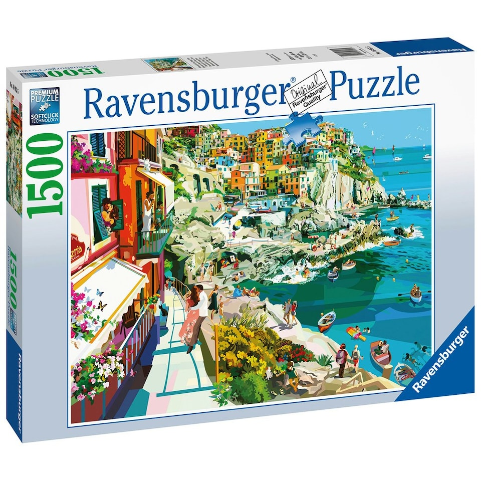 image 1 of Ravensburger Romance in Cinque Terre Puzzle 1500 Piece Italian Riviera Jigsaw