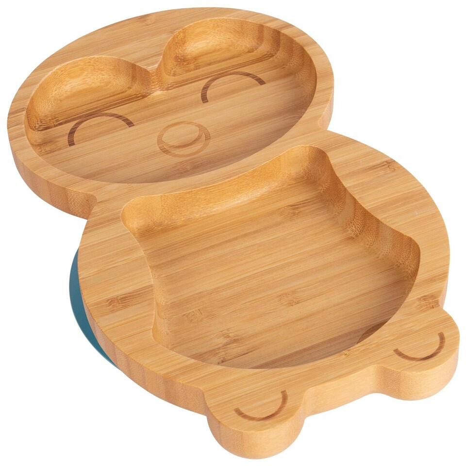image 1 of Tiny Dining Penguin Bamboo Suction Plate - Navy Blue Blue