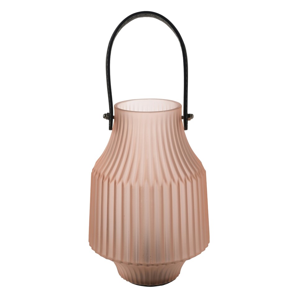 image 1 of Hestia Battery Operated Portable Lantern Frosted Pink