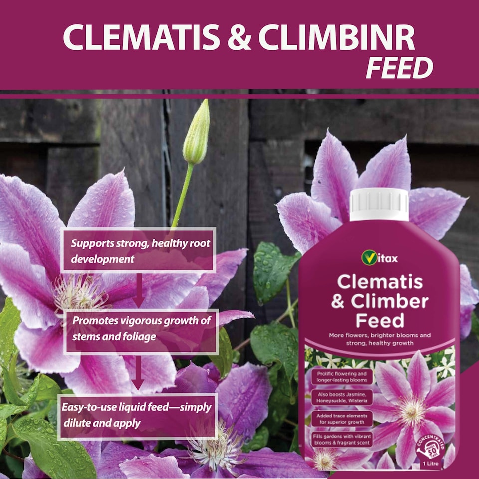 Vitax Liquid Clematis & Climbing Plant Feed 1L Fast-Acting