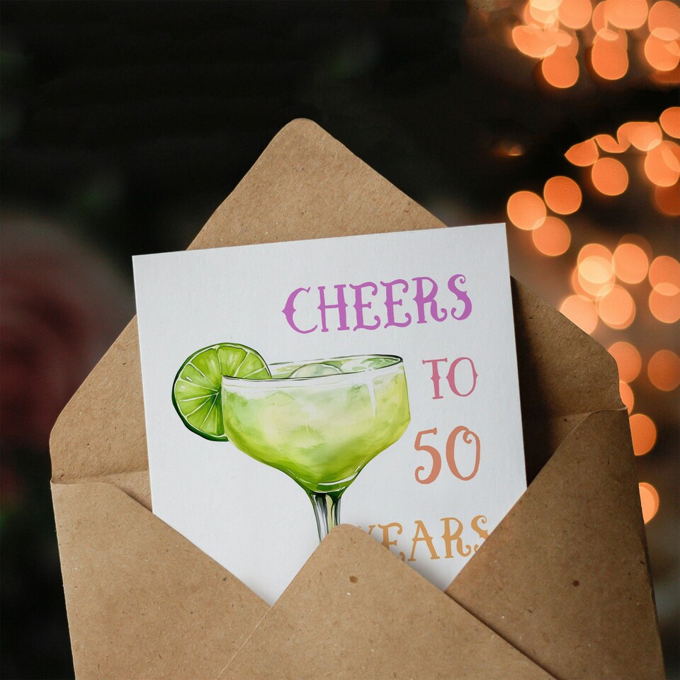 image 1 of Cheers to 50 Years of Fabulous Margarita Fun 50th Birthday Card For Women