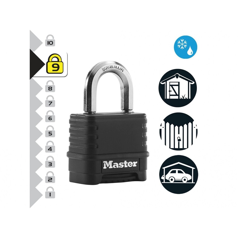 image 1 of Master Lock Excell 4-digit Black Finish Combination 50mm Padlock - Multi Colour - One Size