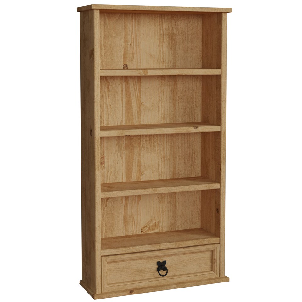 image 1 of Vida Designs Corona 1 Drawer 3 Shelf Bookcase Livingroom Storage Unit - Solid Pine Wood