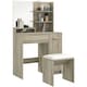 image 1 of HOMCOM Dressing Table with Mirror and Stool, Makeup Desk for Bedroom Brown | White