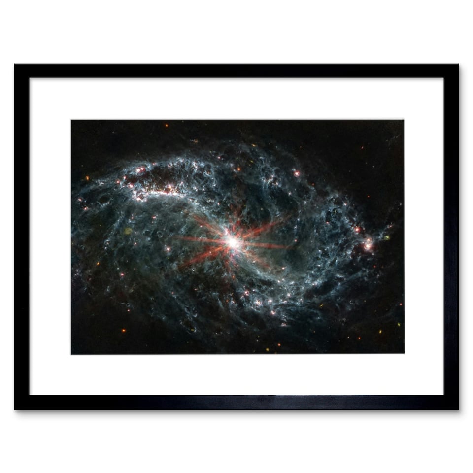 image 1 of NASA James Webb Telescope Gas Dust Galaxies 9x7" Black Framed Wall Art Print