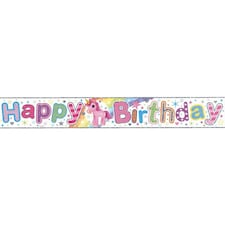 Simon Elvin Happy Birthday Unicorn Rainbow Foil Banner - Rainbow - Six Banners