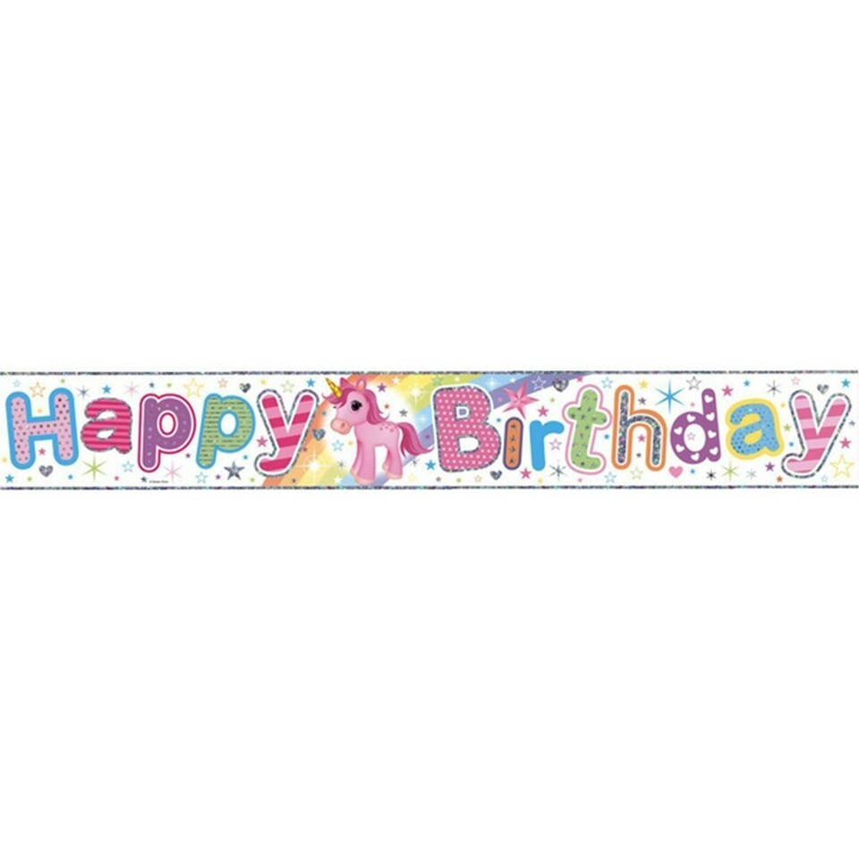 Simon Elvin Happy Birthday Unicorn Rainbow Foil Banner - Rainbow - Six Banners