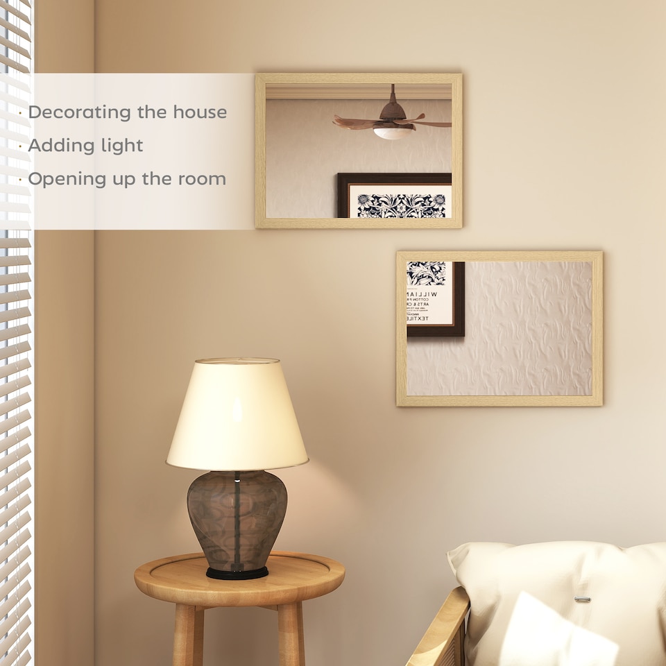 image 1 of HOMCOM 30 x 40 cm Wall Bathroom Mirror, Vanity Mirror, Set of 2