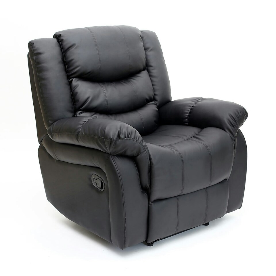 image 1 of Chester Bonded Leather Manual Recliner Chair with Heat And Massage (Black)