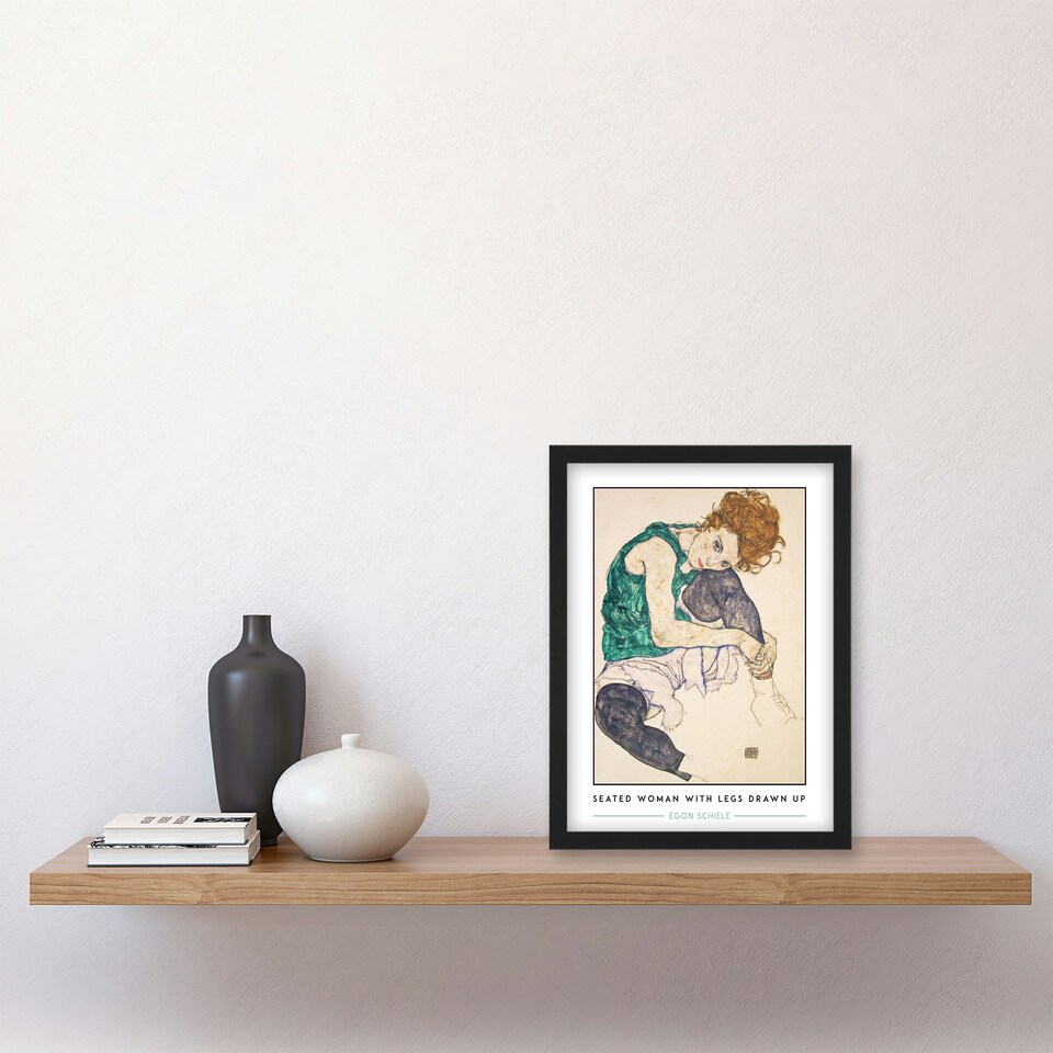 image 1 of Egon Schiele Seated Woman With Legs Drawn Up Framed Wall Art Print A4