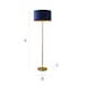 image 7 of ValueLights Charlie Gold Floor Lamp Navy Velvet Gold Inner Shade | Blue